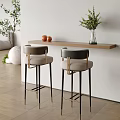 Modern Bar Interior Featuring Counter Wooden Shelf Bar Stools Vase Oranges And Plants