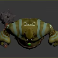 Green Skinned Orc Warrior with Yellow Eyes Spiked Weapon and Green Gem Necklace