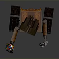 Rusty Orange Tracked Robot Character With Mechanical Arm Holding Colorful Rubik's Cube