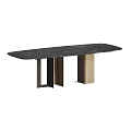 Modern Black Marble Table With Metal Legs And Natural Veins Design