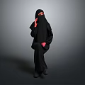 Child In Traditional Black Robe Standing Against Gray Background Full View