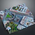 Modern Urban Aerial View With City Buildings Square Green Space And Roads