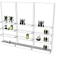 Modern Shelving Unit With Potted Plants Figurines And Decorative Bottles For Home