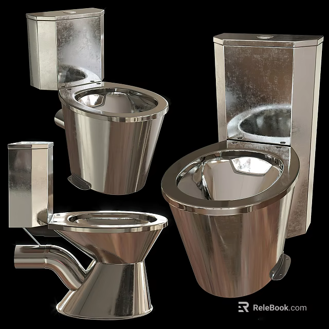 Stainless Steel Toilet Designs With Modern Sleek Finish And Various Styles 3d model 