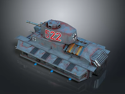 Vintage Military Tank Featuring Number 522 And Cross Markings On Rusty Exterior 3d model