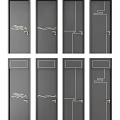 Modern Gray Hinged Doors With Gold Line Decorations And Various Designs 3d model