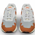 Nike White Orange Gray Mesh Leather Shoes With Wavy Air Cushion Design