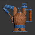 Vintage Industrial Style Furniture With Copper And Blue Mechanical Pipes Decorative Base