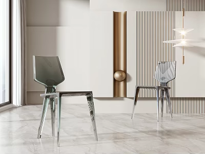 Modern Transparent Acrylic Chair In Contemporary White Gold Interior With Marble Floor 3d model