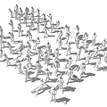 Diverse Crowd of People Walking And Standing In Various Poses