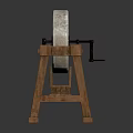 Rustic Wooden Frame Stone Millstone Decorative Garden Ornament for Outdoor Use
