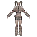 Warrior Character With Ram Horns And Mythical Creature Armor Design Elements