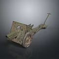 Antique Military Weapon Field Artillery Gun with Wheels and Rusty Barrel