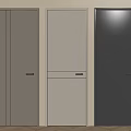 Modern Simple Three Hinged Doors with Different Colors Panel Design and Handles 3d model