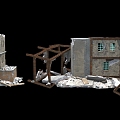 Ruins of modern post-war buildings 3d model