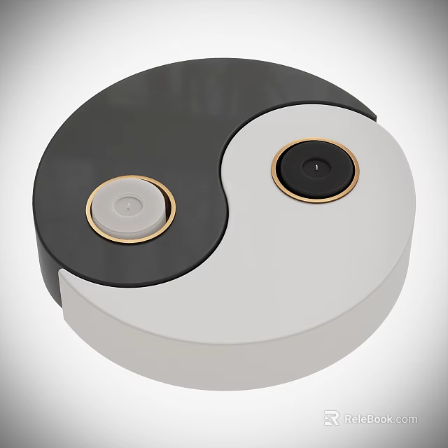 Yin Yang Shaped Device With Black And White Sections And Circular Components 3d model 