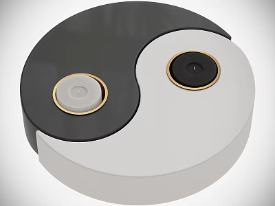 Yin Yang Shaped Device With Black And White Sections And Circular Components 3d model