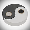 Yin Yang Shaped Device With Black And White Sections And Circular Components