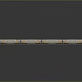 White and Yellow Model Train with Multiple Carriages on Gray Track 3d model