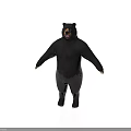Realistic Standing Black Bear Model with Shiny Fur and White Background
