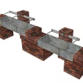 Public Facilities Red Brick Concrete Washbasins With Faucets For Public Use