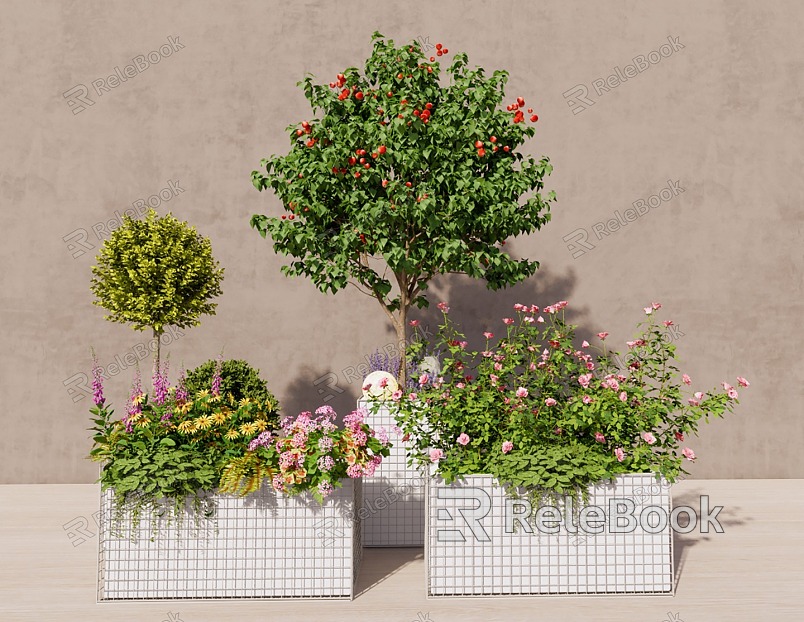 Modern Flower Box Plant Green Plant Flower Box Green Plant Potted Plant Flower Box Landscape Tree model