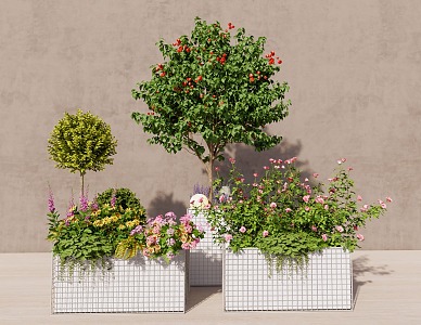 Modern Flower Box Plant Green Plant Flower Box Green Plant Potted Plant Flower Box Landscape Tree 3d model