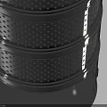 Black Cylindrical Kitchenware With Multi Layer Mesh Structure And Base Tray On Light Blue Background