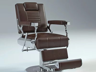 Modern Brown Leather Massage Chair Featuring Adjustable Footrest And Metal Armrests 3d model