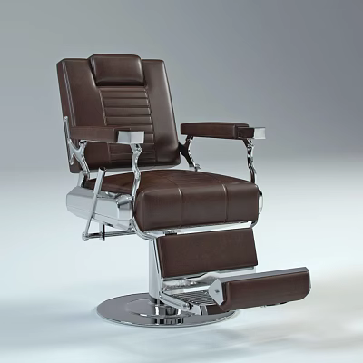Modern Brown Leather Massage Chair Featuring Adjustable Footrest And Metal Armrests 3d model