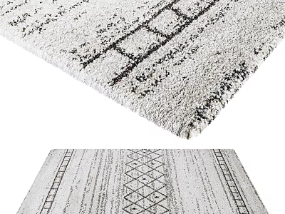 Square Rug With Geometric Patterns Light Background And Dark Design Soft Texture 3d model