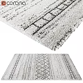 Square Rug With Geometric Patterns Light Background And Dark Design Soft Texture