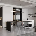 Modern Living And Dining Room Interior With Sofa Coffee Table TV Wall And Fireplace