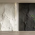 Light And Dark Textured Background Wall With Green Plant And Wooden Floor