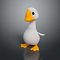 White Duck Toy Figure With Yellow Beak And Orange Webbed Feet
