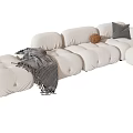 Plush White Sectional Sofa With Cozy Throw Blanket And Decorative Pillows 3d model