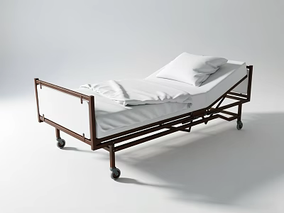 Simple Design Metal Frame Sofa Bed With White Mattress Pillow And Wheels 3d model