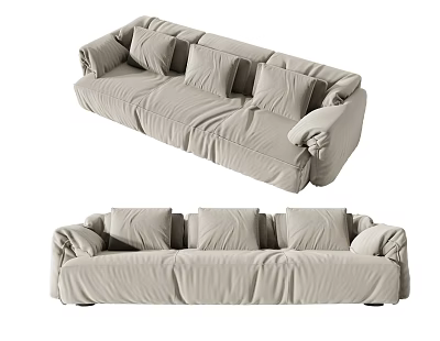 Modern Light Gray Sectional Sofa With Plush Cushions And Cozy Design 3d model