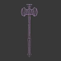 War Hammer Ornate Double Headed Medieval Fantasy Weapon With Twisted Handle And Red Gemstone Tip