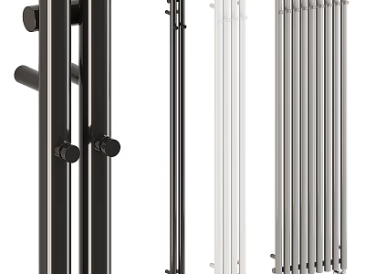 Absorbent Soft Towels With Black White And Silver Bathroom Towel Racks 3d model