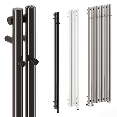 Absorbent Soft Towels With Black White And Silver Bathroom Towel Racks 3d model