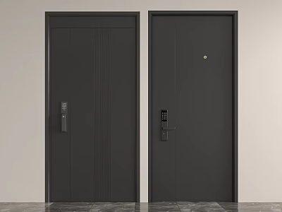 Modern Black Security Doors For Home With Advanced Smart Locks 3d model