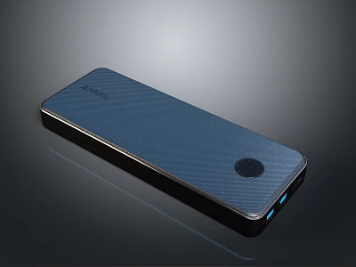 ANKER Blue Power Bank With Carbon Fiber Texture And USB Ports 3d model