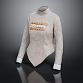 Beige Turtleneck Sweater Design With Stylish Panel Details And Decorative Strips And White Cuffs