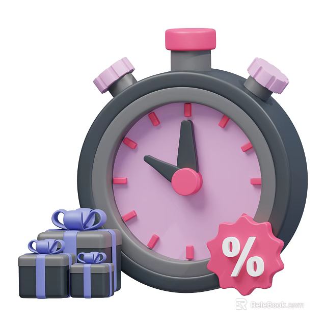 Smart Machine Featuring Stopwatch Gift Boxes And Percentage Tag 3d model 