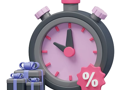 Smart Machine Featuring Stopwatch Gift Boxes And Percentage Tag 3d model