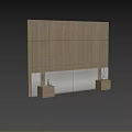 Modern Bedroom Interior With Wooden Panel Wall Beige Headboard And Bedside Tables