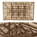 Rustic Wooden Ceiling Design With Cross Beams And Natural Wood Structure