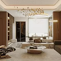 Modern Cozy Integrated Living And Dining Room With Premium Wood Finishes And Elegant Soft Lighting