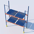 Metal Storage Rack With Multi Tier Blue Shelves And Orange Beams For Warehouse Storage